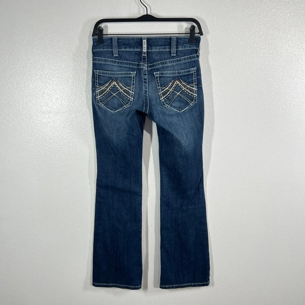 Ariat R.E.A.L. Low Rise Stretch Rosy Whipstitch Boot Cut Jeans 27 Lakeshore Wasg - Picture 3 of 9